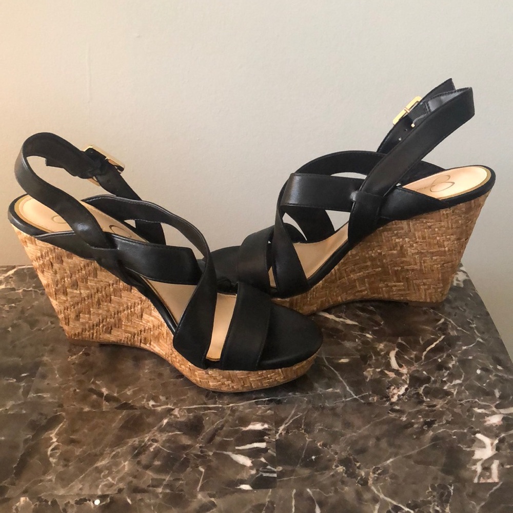 Black dressy wedges